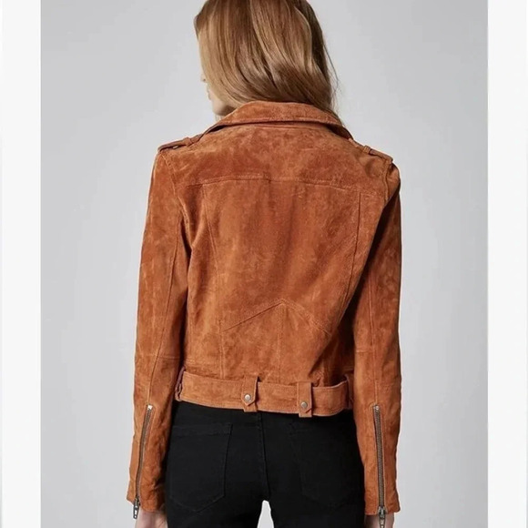 Blank NYC REAL Suede Leather Moto Jacket in beautiful rust El Dorado color - Picture 3 of 7